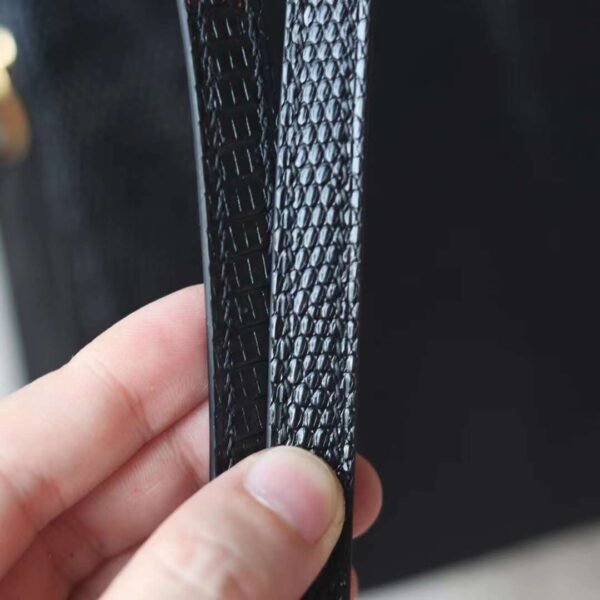 HERMES Roulis 19CM Lizard Leather Noir Stamp W GHW Hardware