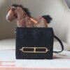 HERMES Roulis 19CM Lizard Leather Noir Stamp W GHW Hardware