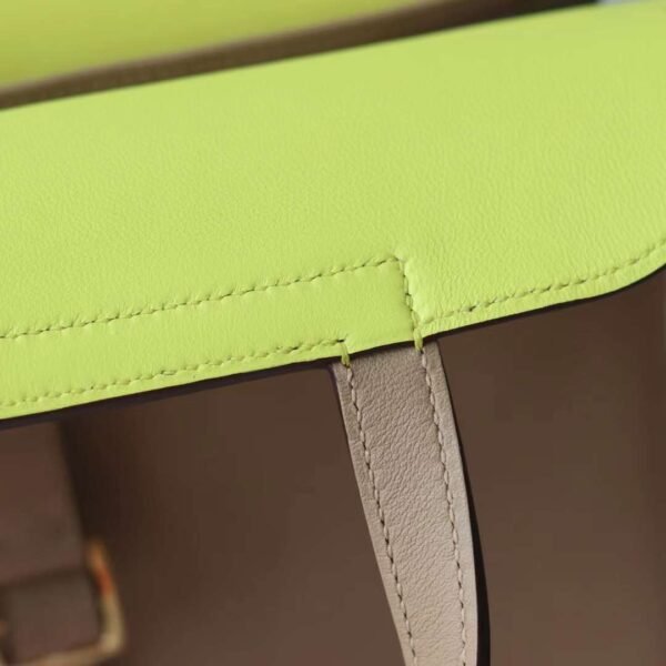 HERMES Halzan 25CM Swift 0M Chai/9R Lime Gold Hardware