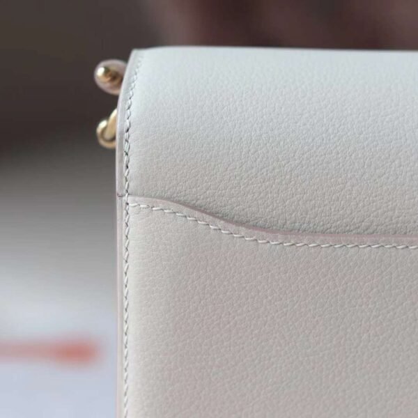 HERMES Roulis 19CM Evercolor Leather 10 Craie Light Gold Hardware