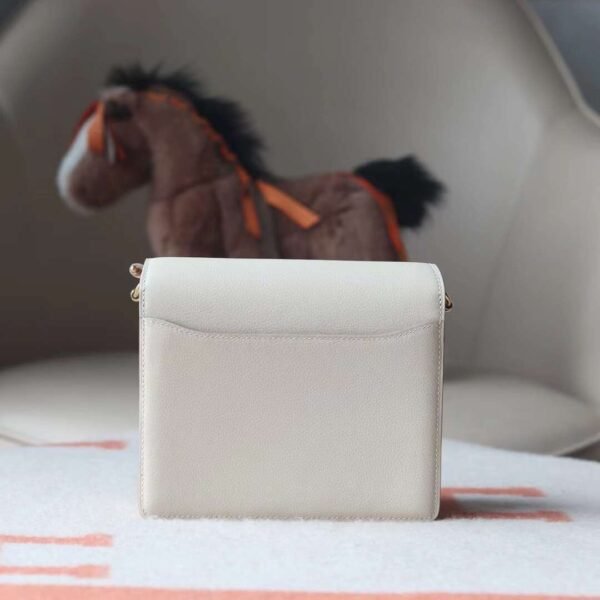 HERMES Roulis 19CM Evercolor Leather 10 Craie Light Gold Hardware