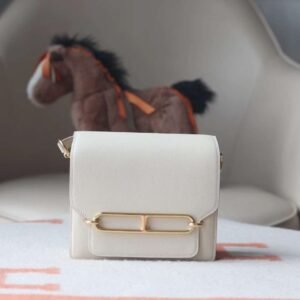 HERMES Roulis 19CM Evercolor Leather 10 Craie Light Gold Hardware