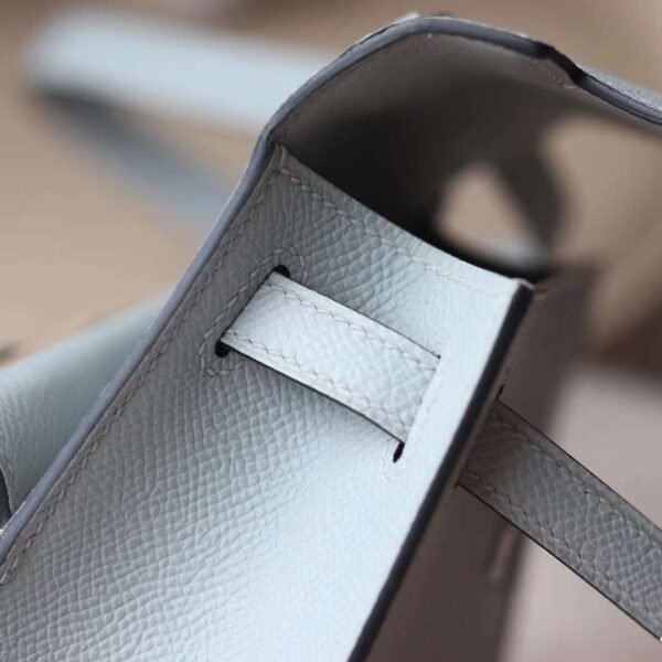 HERMES Kelly Disorder Epsom Leather 8U Blue Glacier Silver Hardware
