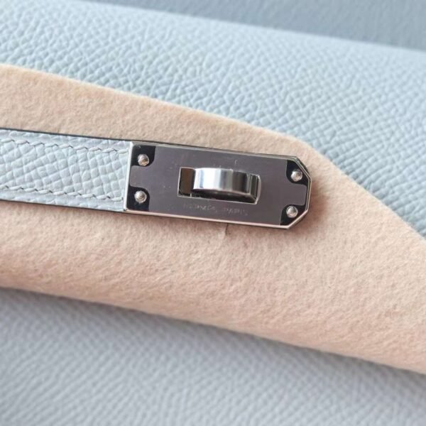 HERMES Kelly Disorder Epsom Leather 8U Blue Glacier Silver Hardware