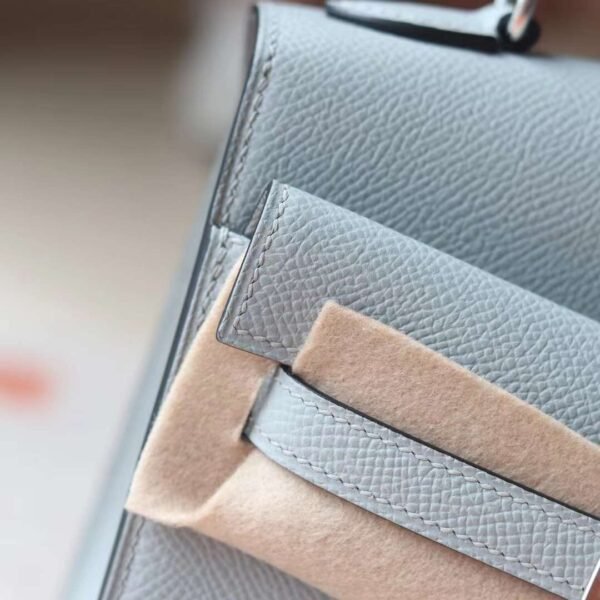 HERMES Kelly Disorder Epsom Leather 8U Blue Glacier Silver Hardware