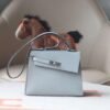 HERMES Kelly Disorder Epsom Leather 8U Blue Glacier Silver Hardware