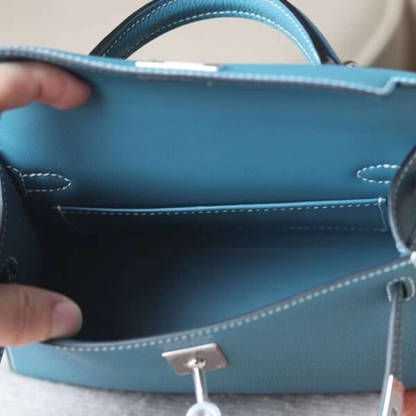 HERMES Mini Kelly ll 19CM New Color D2 Blue Jean Epsom Leather PHW