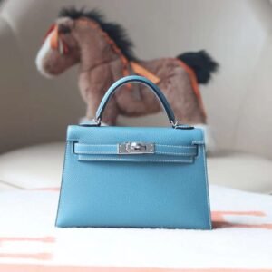 HERMES Mini Kelly ll 19CM New Color D2 Blue Jean Epsom Leather PHW