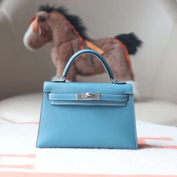 HERMES Mini Kelly ll 19CM New Color D2 Blue Jean Epsom Leather PHW