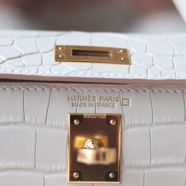 HERMES Mini Kelly ll 19CM Bag 8L Beton Matter Crocodile GHW