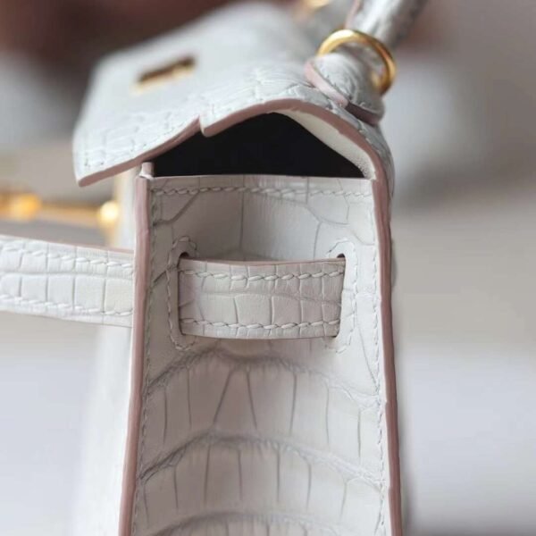 HERMES Mini Kelly ll 19CM Bag 8L Beton Matter Crocodile GHW
