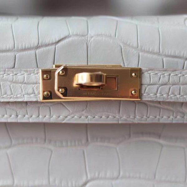 HERMES Mini Kelly ll 19CM Bag 8L Beton Matter Crocodile GHW