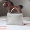 HERMES Mini Kelly ll 19CM Bag 8L Beton Matter Crocodile GHW