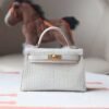 HERMES Mini Kelly ll 19CM Bag 8L Beton Matter Crocodile GHW