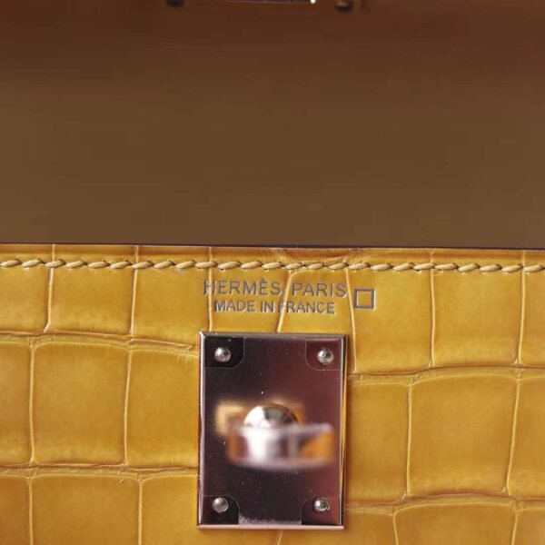 HERMES Mini Kelly ll 19CM Bag Shiny Crocodile 9D Ambre GHW Hardware