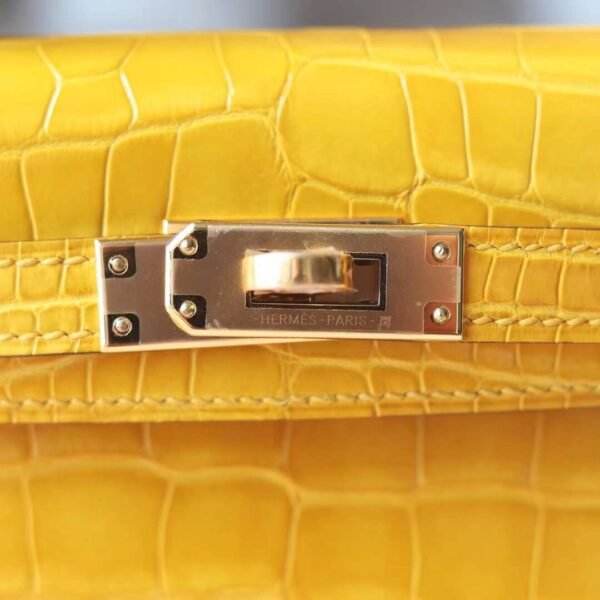 HERMES Mini Kelly ll 19CM Bag Shiny Crocodile 9D Ambre GHW Hardware