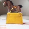 HERMES Mini Kelly ll 19CM Bag Shiny Crocodile 9D Ambre GHW Hardware