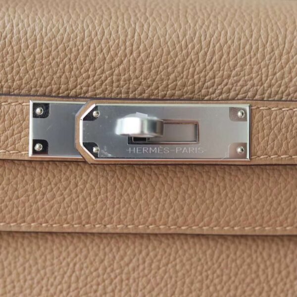 HERMES Kelly 28CM Bag 0M Chai Togo Leather PHW Hardware