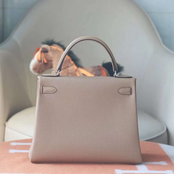 HERMES Kelly 28CM Bag 0M Chai Togo Leather PHW Hardware