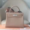 HERMES Kelly 28CM Bag 0M Chai Togo Leather PHW Hardware