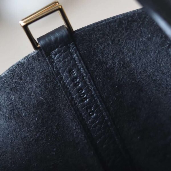 HERMES Picotin 18CM TC Leather Bag Noir Gold Hardware