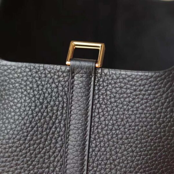 HERMES Picotin 18CM TC Leather Bag Noir Gold Hardware