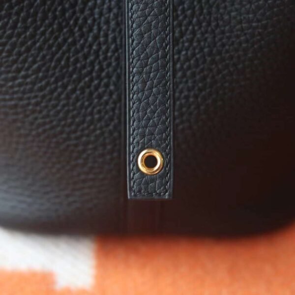 HERMES Picotin 18CM TC Leather Bag Noir Gold Hardware