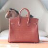 HERMES Birkin 25CM Stamp U 34 Fauve Matter Crocodile PHW
