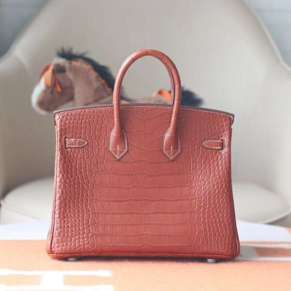 HERMES Birkin 25CM Stamp U 34 Fauve Matter Crocodile PHW