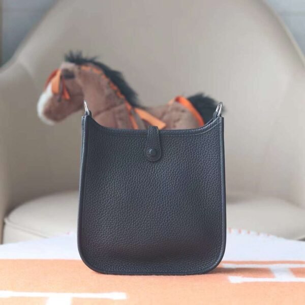 HERMES Mini Evelyn CK89 Black TC Leather Silver Hardware