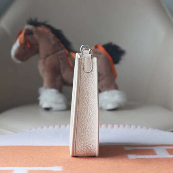 HERMES Mini Evelyn TC Leather 10 Craie Silver Hardware