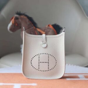 HERMES Mini Evelyn TC Leather 10 Craie Silver Hardware