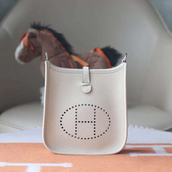 HERMES Mini Evelyn TC Leather 10 Craie Silver Hardware