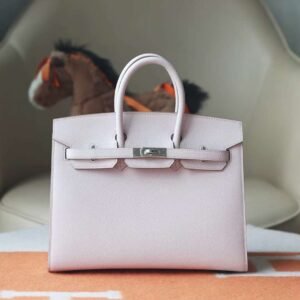 HERMES Birkin 20CM Sellier Epsom 09 Mauve Pale Silver Hardware