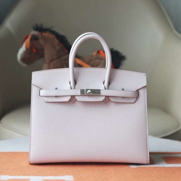 HERMES Birkin 20CM Sellier Epsom 09 Mauve Pale Silver Hardware