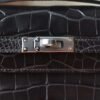 HERMES Kelly Pochette 22CM Shiny Crocodile 88 Graphite PHW