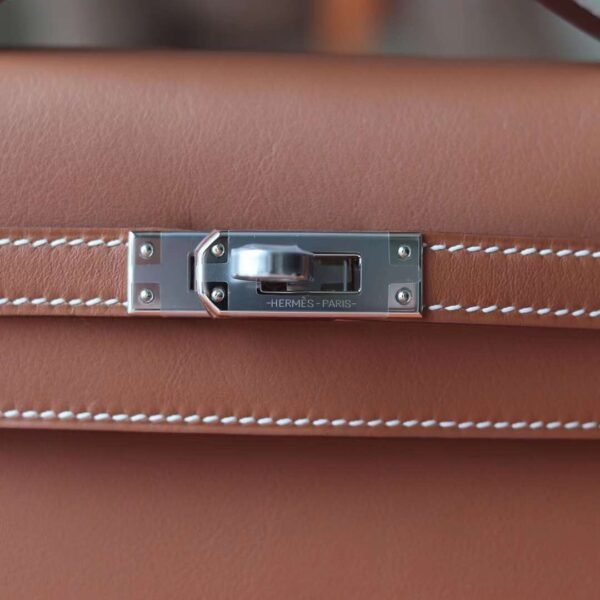 HERMES Kelly Pochette 22CM Swift Leather Gold PHW Hardware