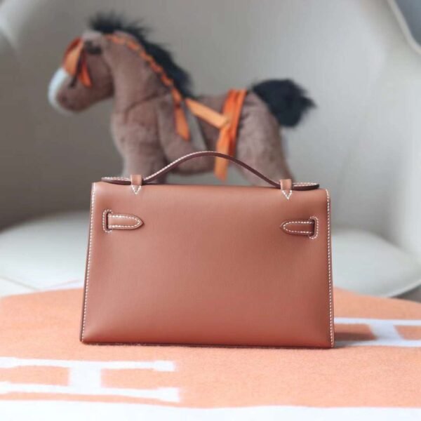 HERMES Kelly Pochette 22CM Swift Leather Gold PHW Hardware