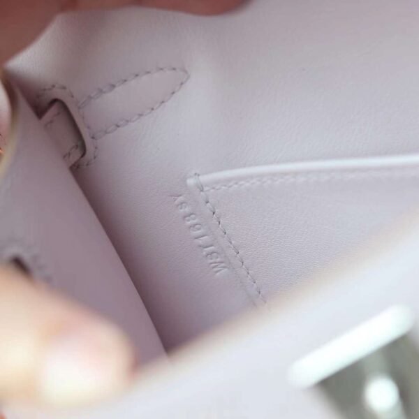 HERMES Kelly Pochette 22CM Mauve Pale Swift Leather PHW