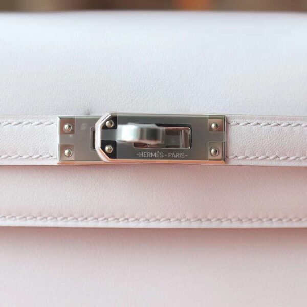 HERMES Kelly Pochette 22CM Mauve Pale Swift Leather PHW