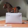 HERMES Kelly Pochette 22CM Mauve Pale Swift Leather PHW