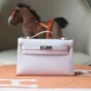 HERMES Kelly Pochette 22CM Mauve Pale Swift Leather PHW