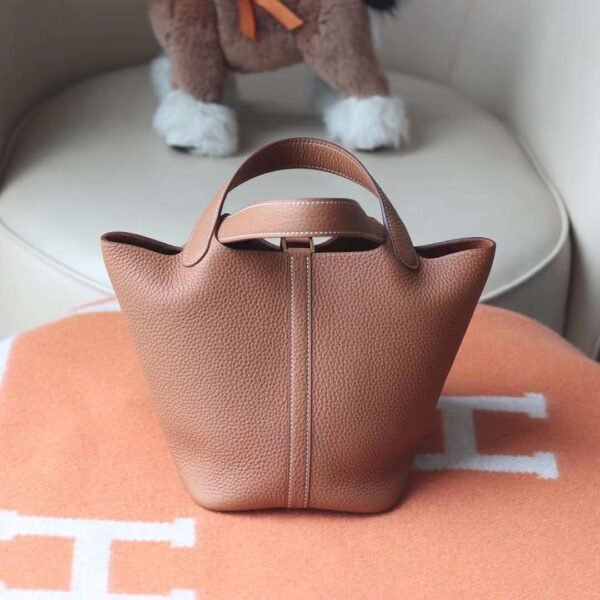 HERMES Picotin 18CM CK37 Gold Clememce Leather GHW
