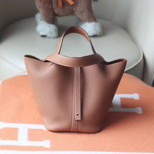 HERMES Picotin 18CM CK37 Gold Clememce Leather GHW