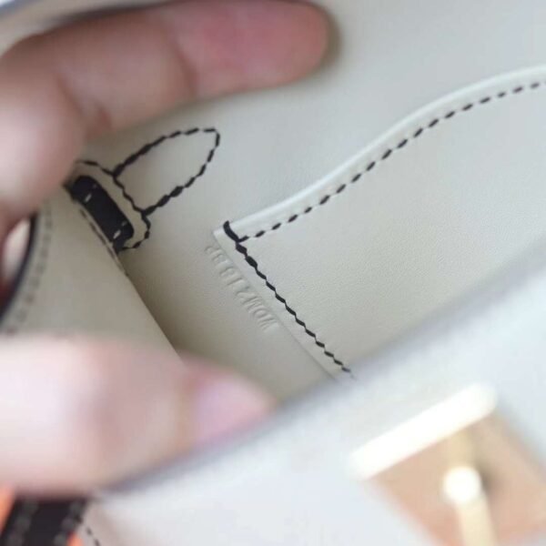 HERMES Sellier Kelly 19CM Craie/Noir Epsom Leather Light Gold