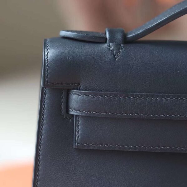 HERMES Kelly Pochette 22CM Swift CK89 Black PHW Hardware