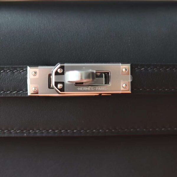 HERMES Kelly Pochette 22CM Swift CK89 Black PHW Hardware