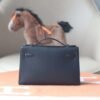 HERMES Kelly Pochette 22CM Swift CK89 Black PHW Hardware