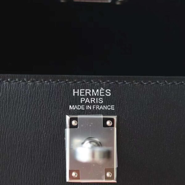 HERMES Kelly 25CM Selling Box 89 Noir Silver Hardware