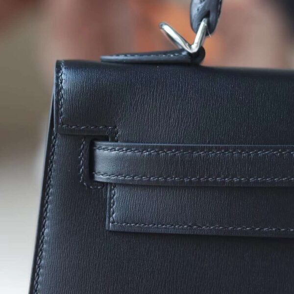 HERMES Kelly 25CM Selling Box 89 Noir Silver Hardware